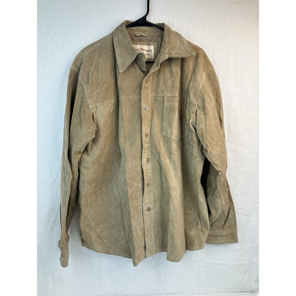 Norm Thompson Mens Genuine Leather Jacket Brown Anorak Flight Size M